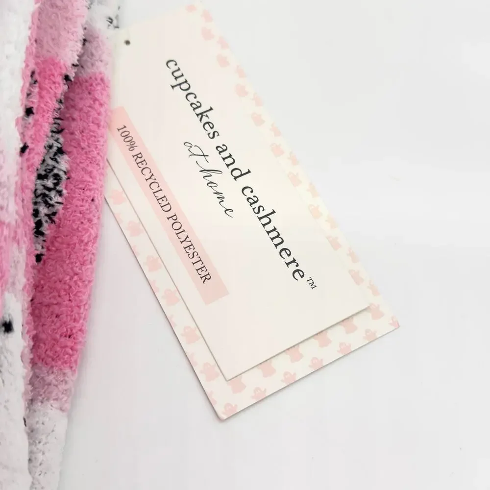 Cupcakes & Cashmere Pink & White Checkered Ghost Throw Blanket Halloween New
